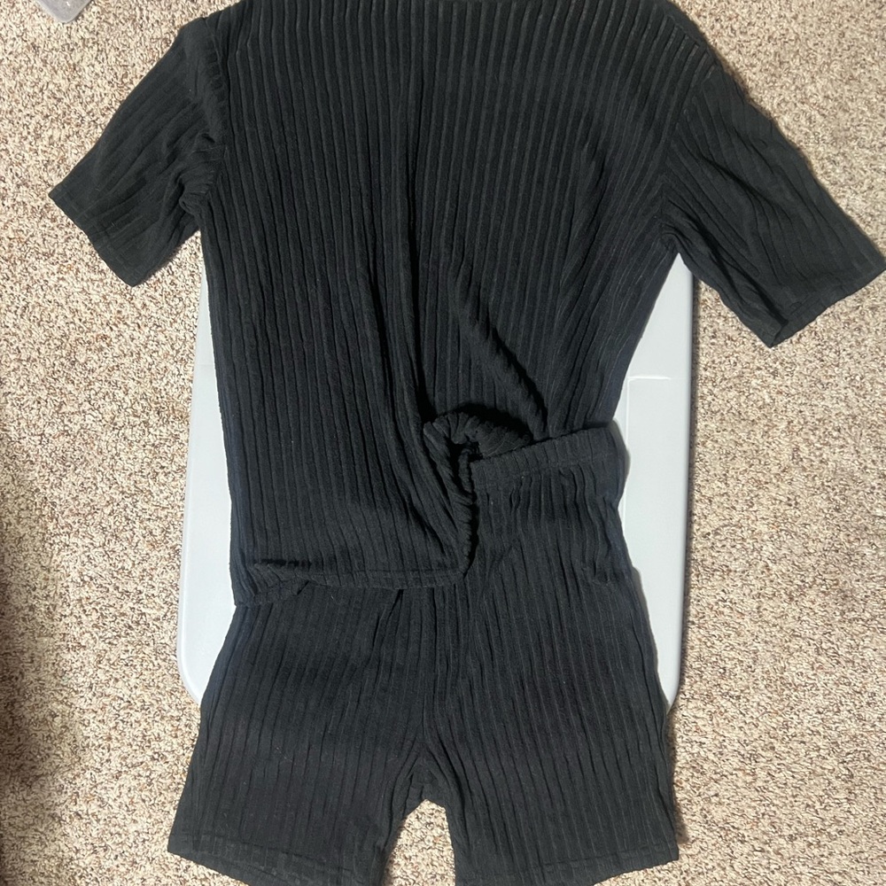 SHEIN Black Ribbed Women’s Bike Shorts Romper